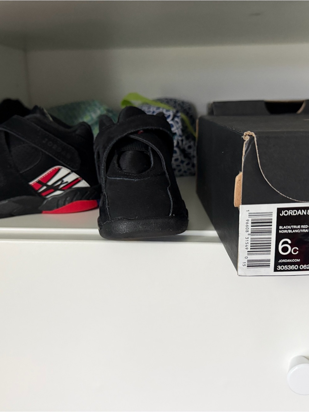 Jordan Kids Black and Red Velcro Sneakers